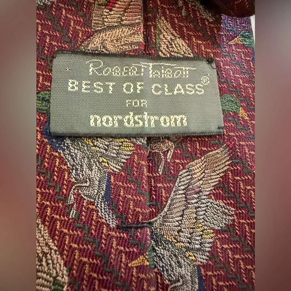 Robert Talbott‎ Best of Class Tie Flying Mallard Duck Hunting Red Silk USA